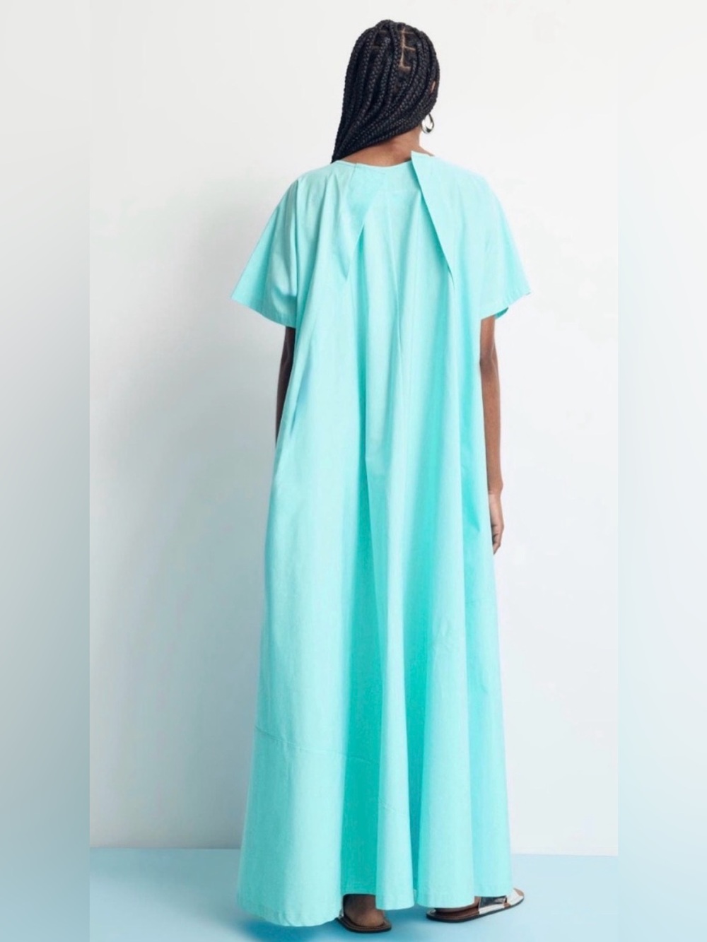 MM6 Maison Margiela Turquoise Blue Oversized Maxi Dress Size 6 - Picture 2 of 7